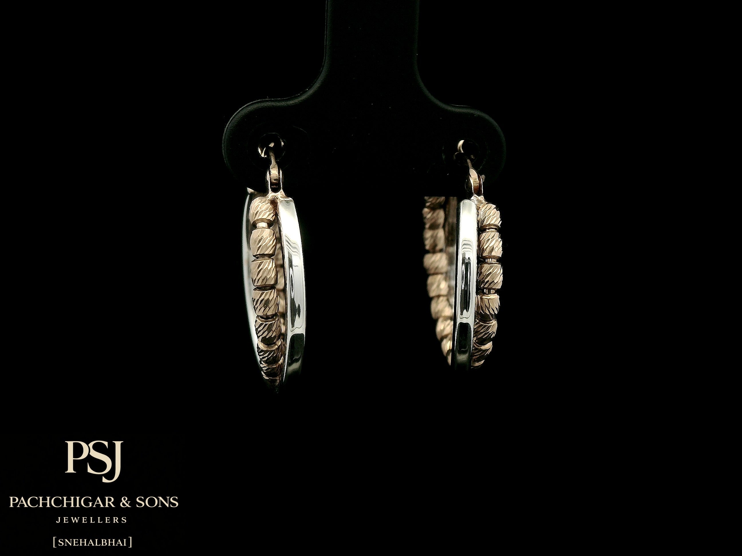 Textured Dual Tone Hoop Earrings