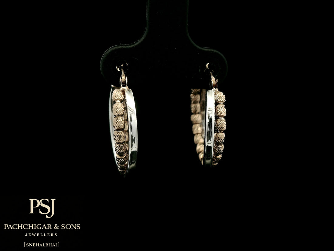 Textured Dual Tone Hoop Earrings