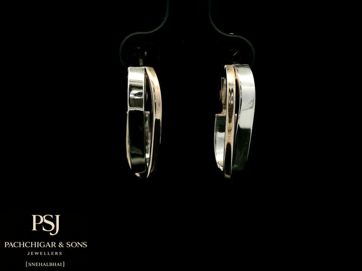 Sleek Dual Tone Oval Hoop Earrings