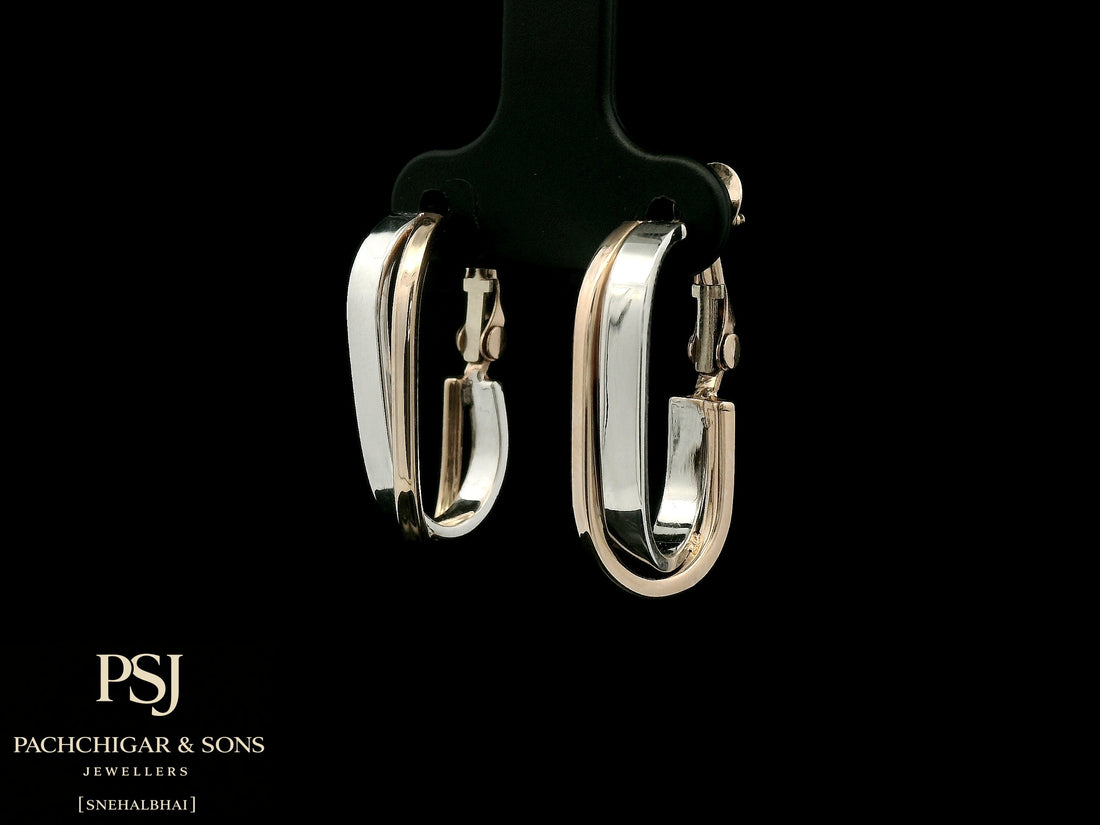 Sleek Dual Tone Oval Hoop Earrings