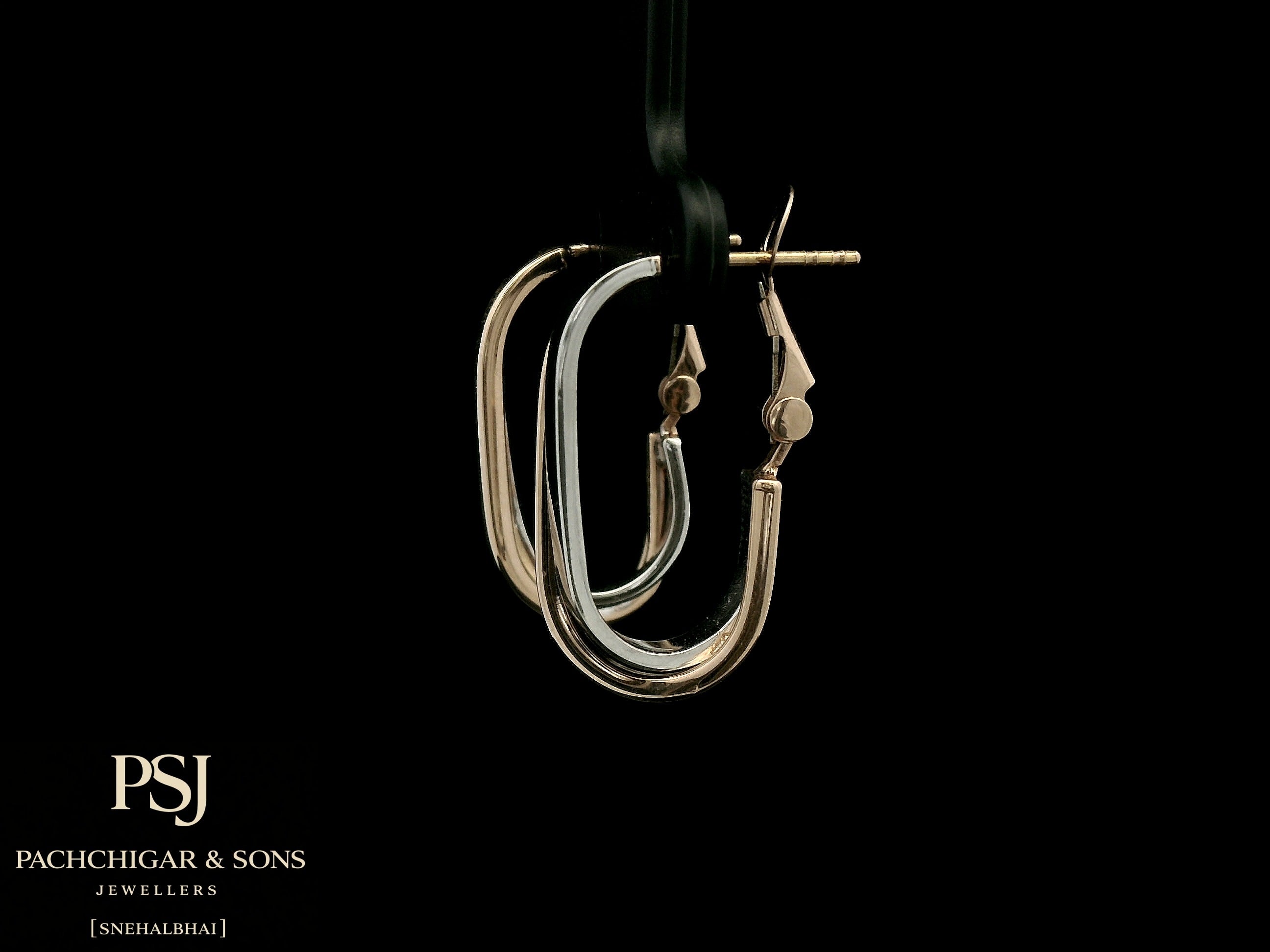Sleek Dual Tone Oval Hoop Earrings