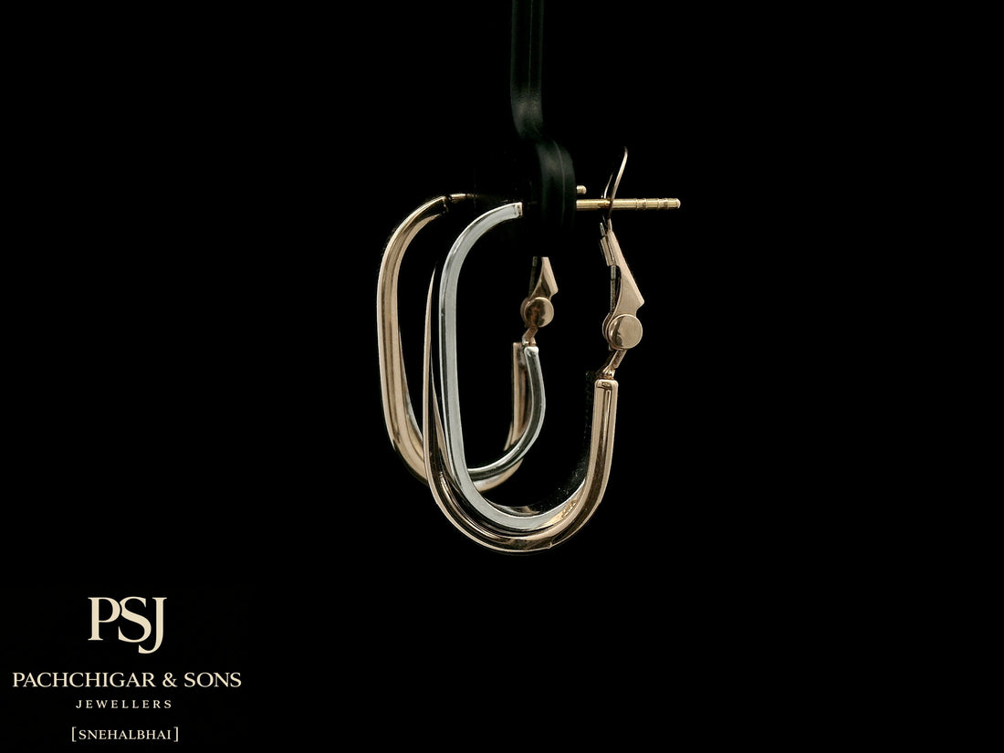 Sleek Dual Tone Oval Hoop Earrings