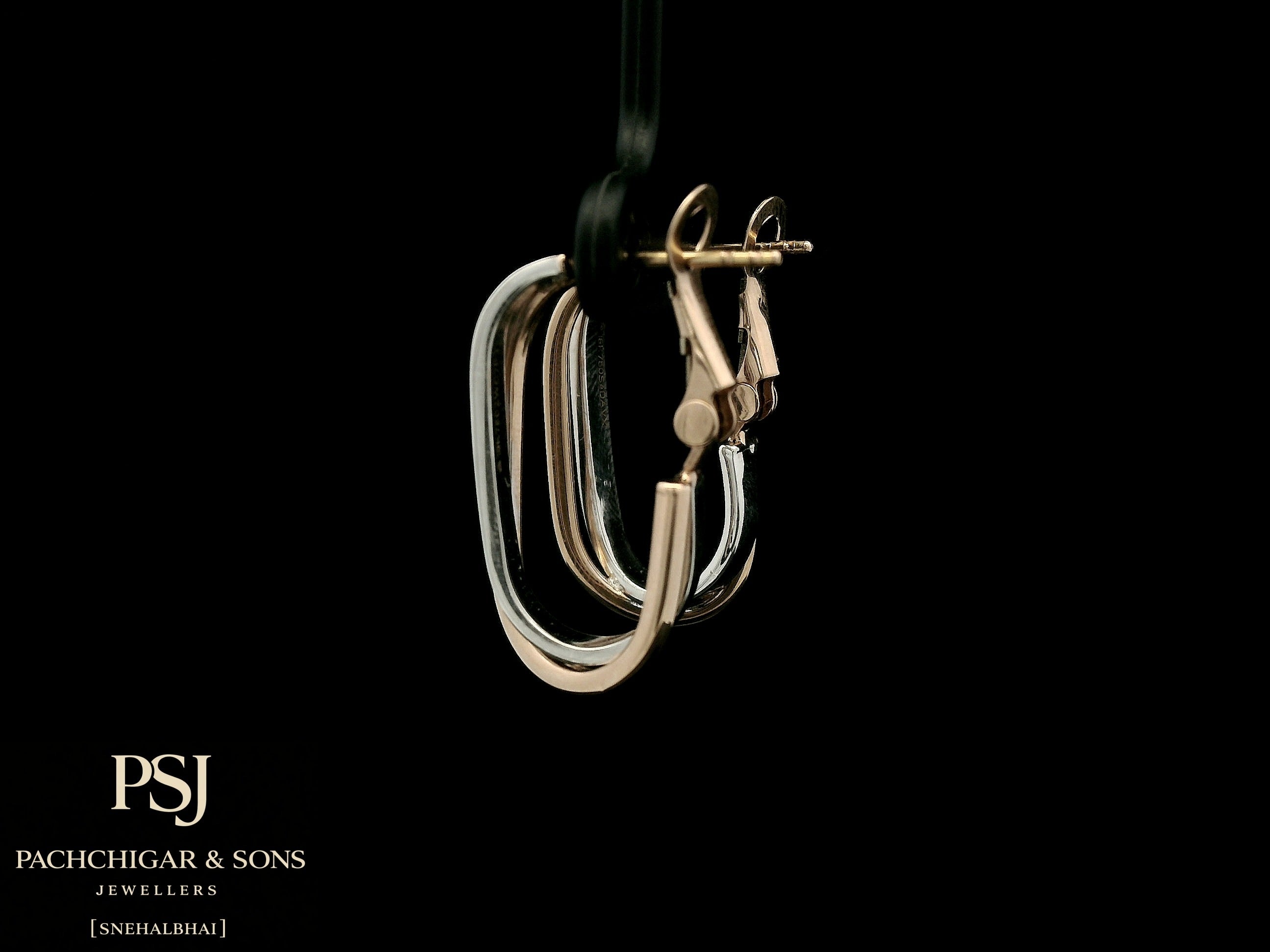 Sleek Dual Tone Oval Hoop Earrings