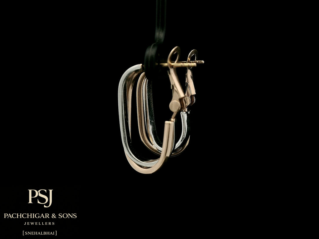 Sleek Dual Tone Oval Hoop Earrings