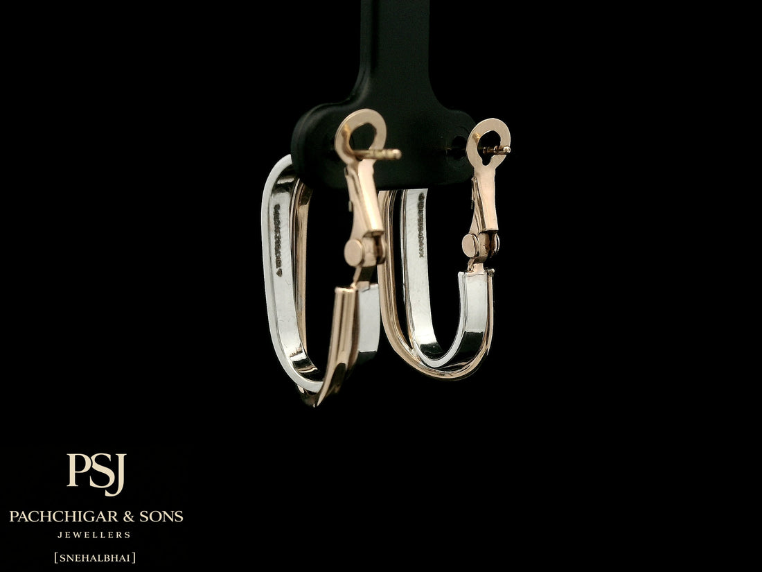 Sleek Dual Tone Oval Hoop Earrings