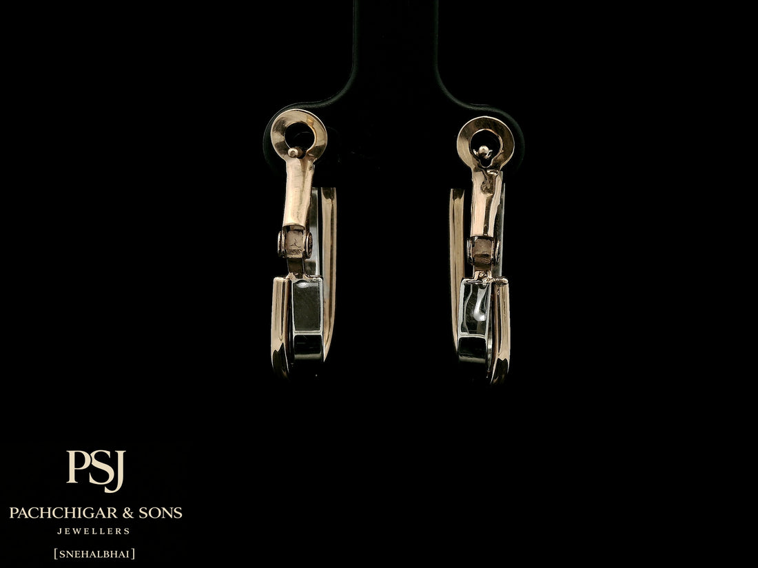 Sleek Dual Tone Oval Hoop Earrings