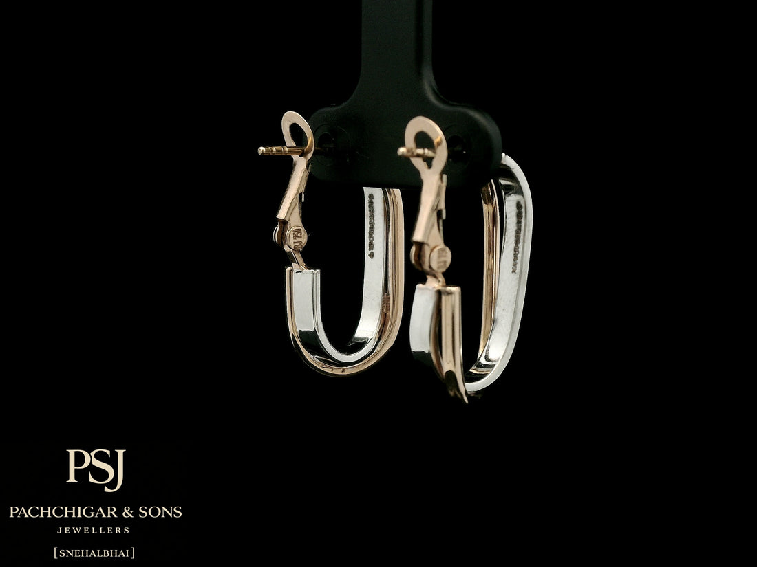 Sleek Dual Tone Oval Hoop Earrings