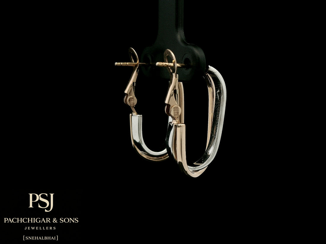 Sleek Dual Tone Oval Hoop Earrings