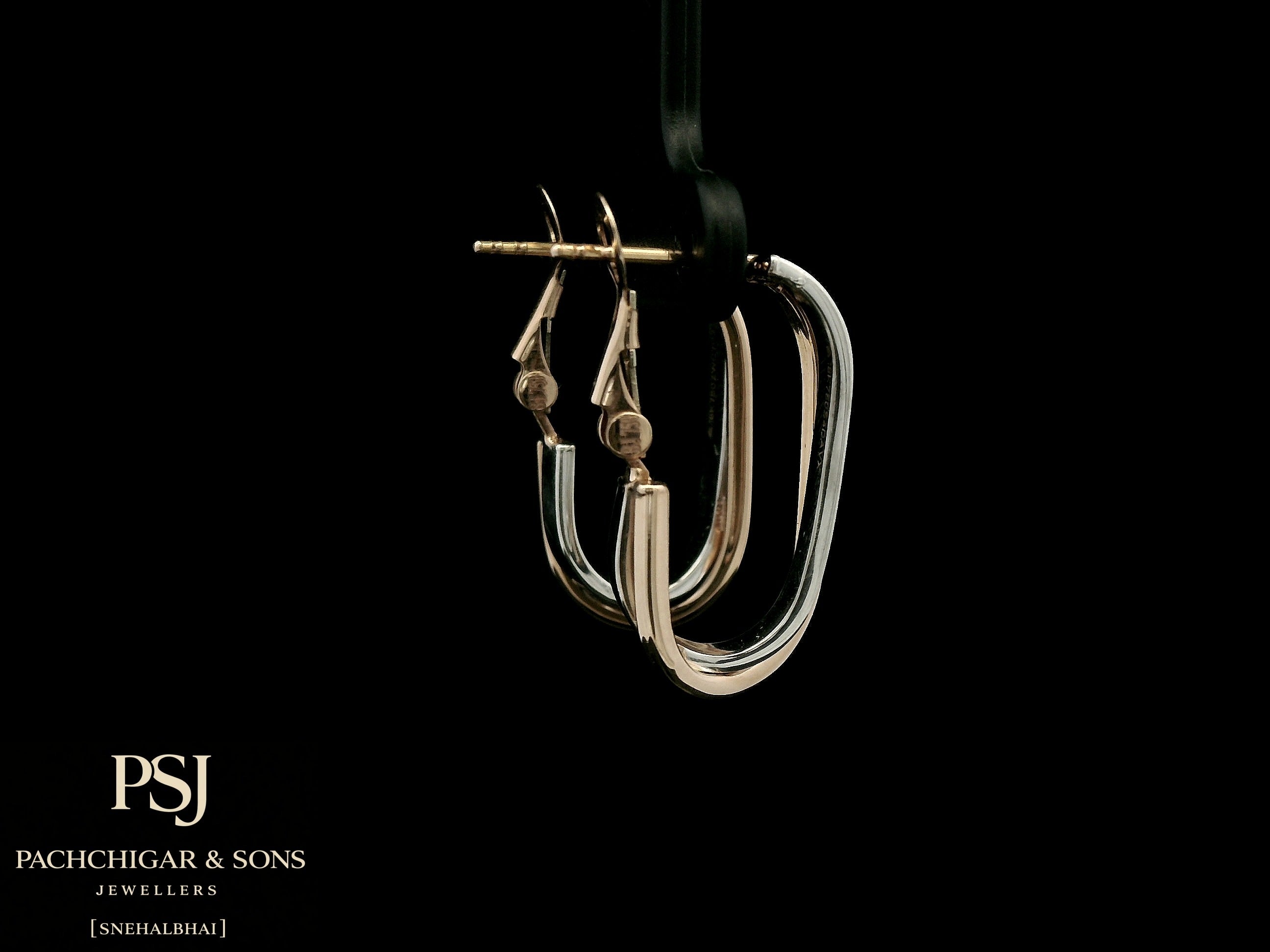 Sleek Dual Tone Oval Hoop Earrings
