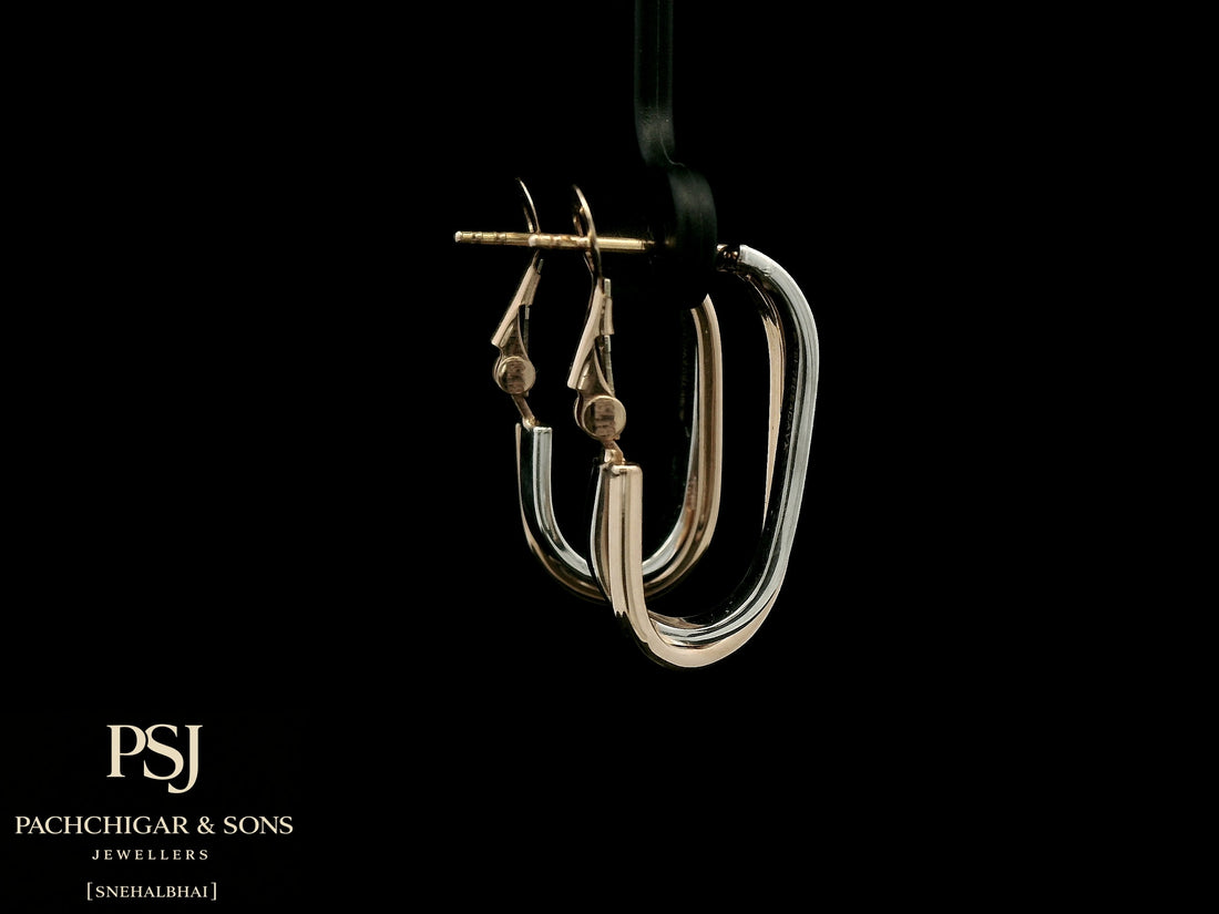 Sleek Dual Tone Oval Hoop Earrings