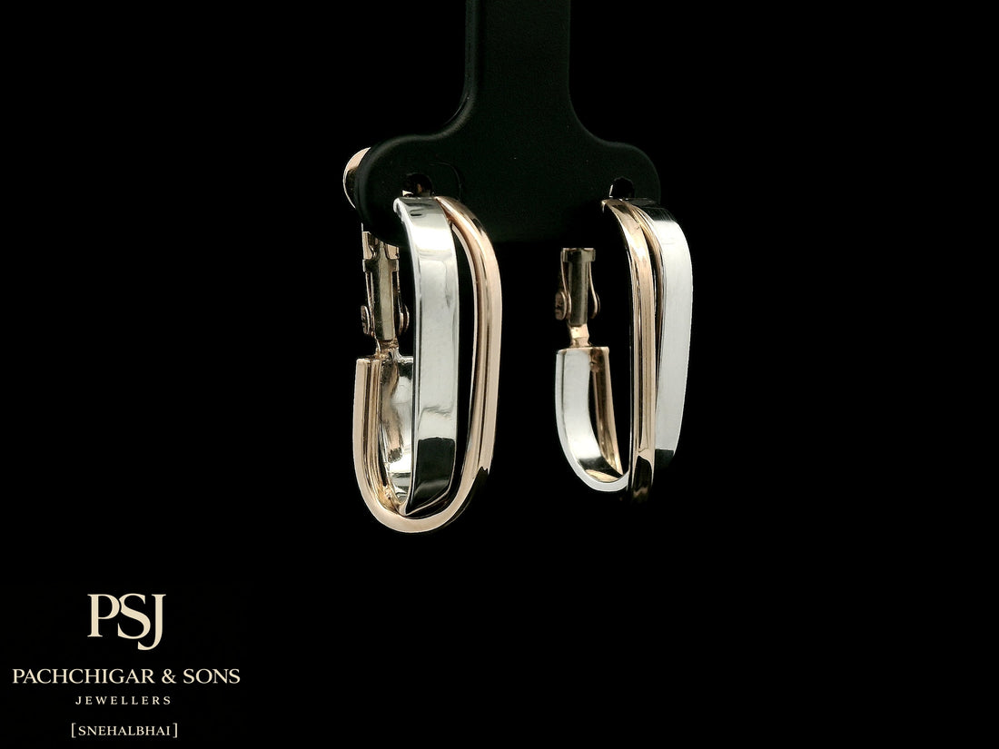 Sleek Dual Tone Oval Hoop Earrings