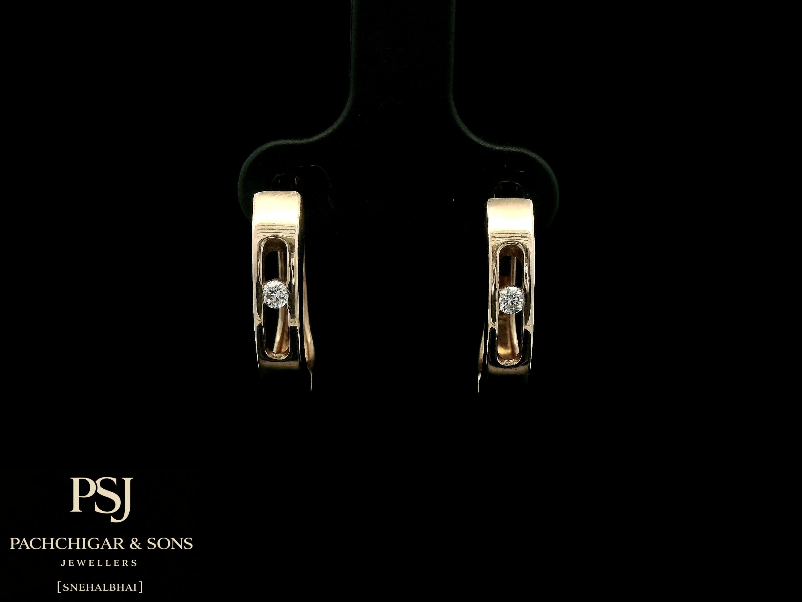 Minimalist Diamond Hoop Earrings in Rose Gold