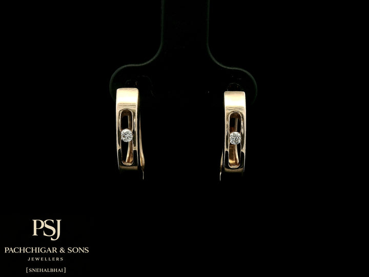 Minimalist Diamond Hoop Earrings in Rose Gold