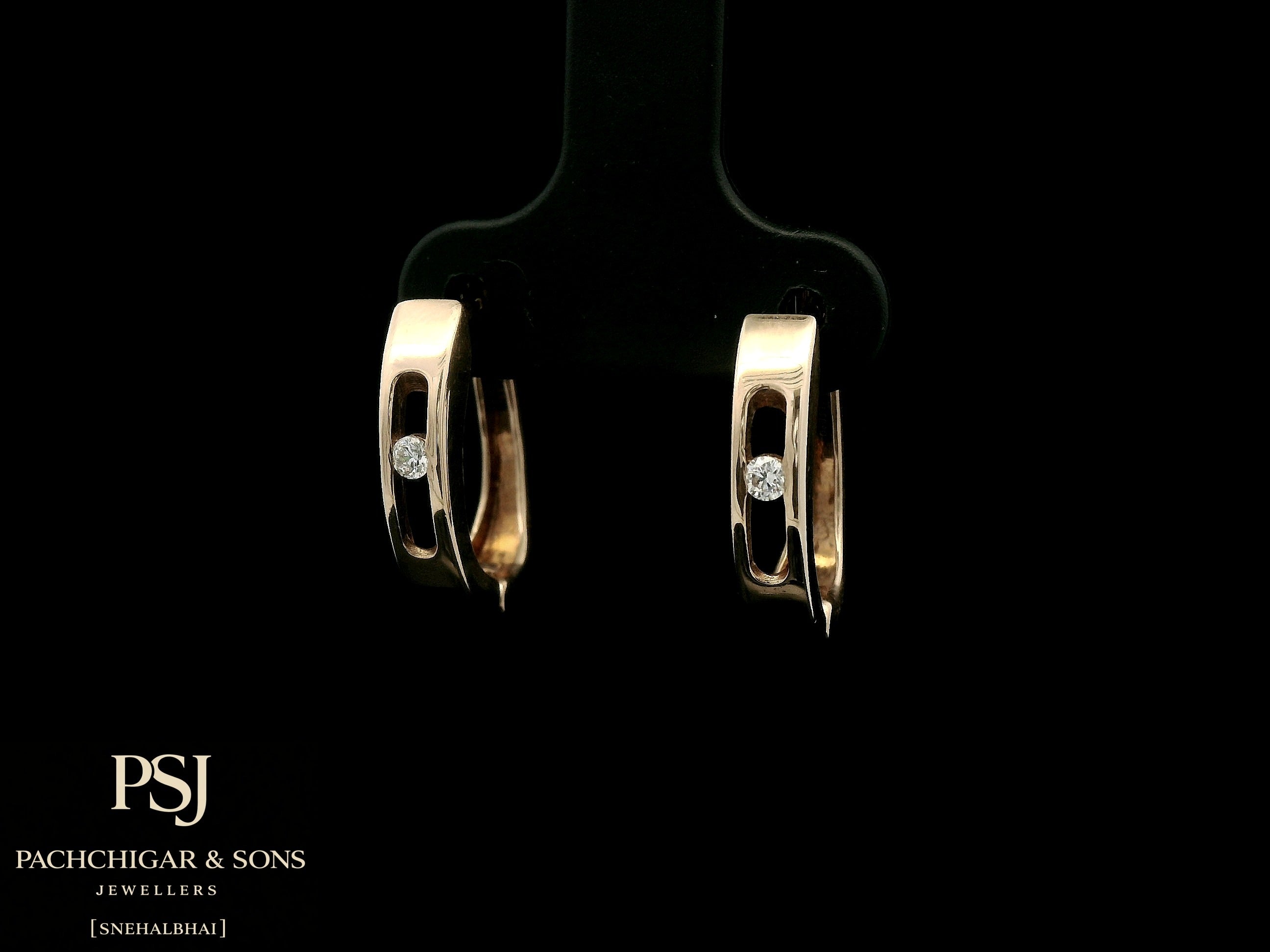 Minimalist Diamond Hoop Earrings in Rose Gold