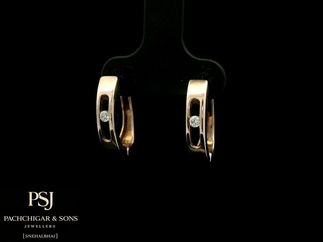 Minimalist Diamond Hoop Earrings in Rose Gold