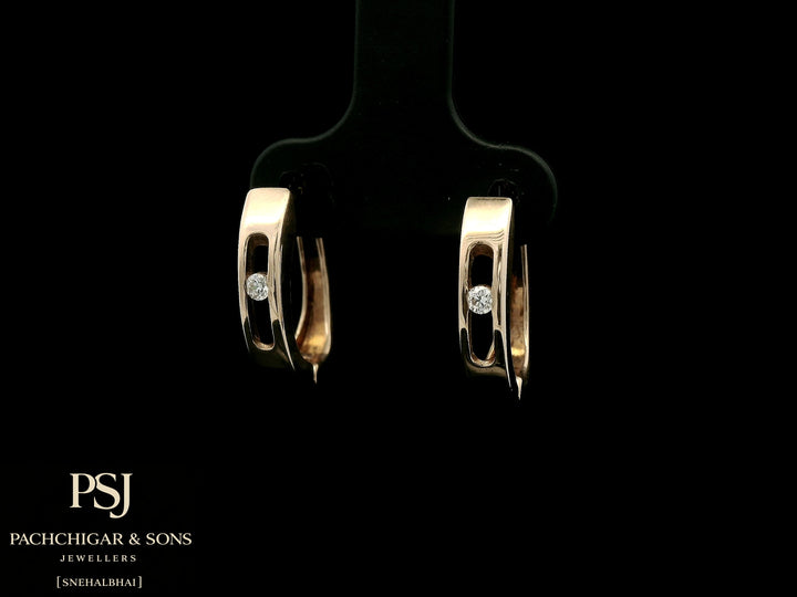 Minimalist Diamond Hoop Earrings in Rose Gold