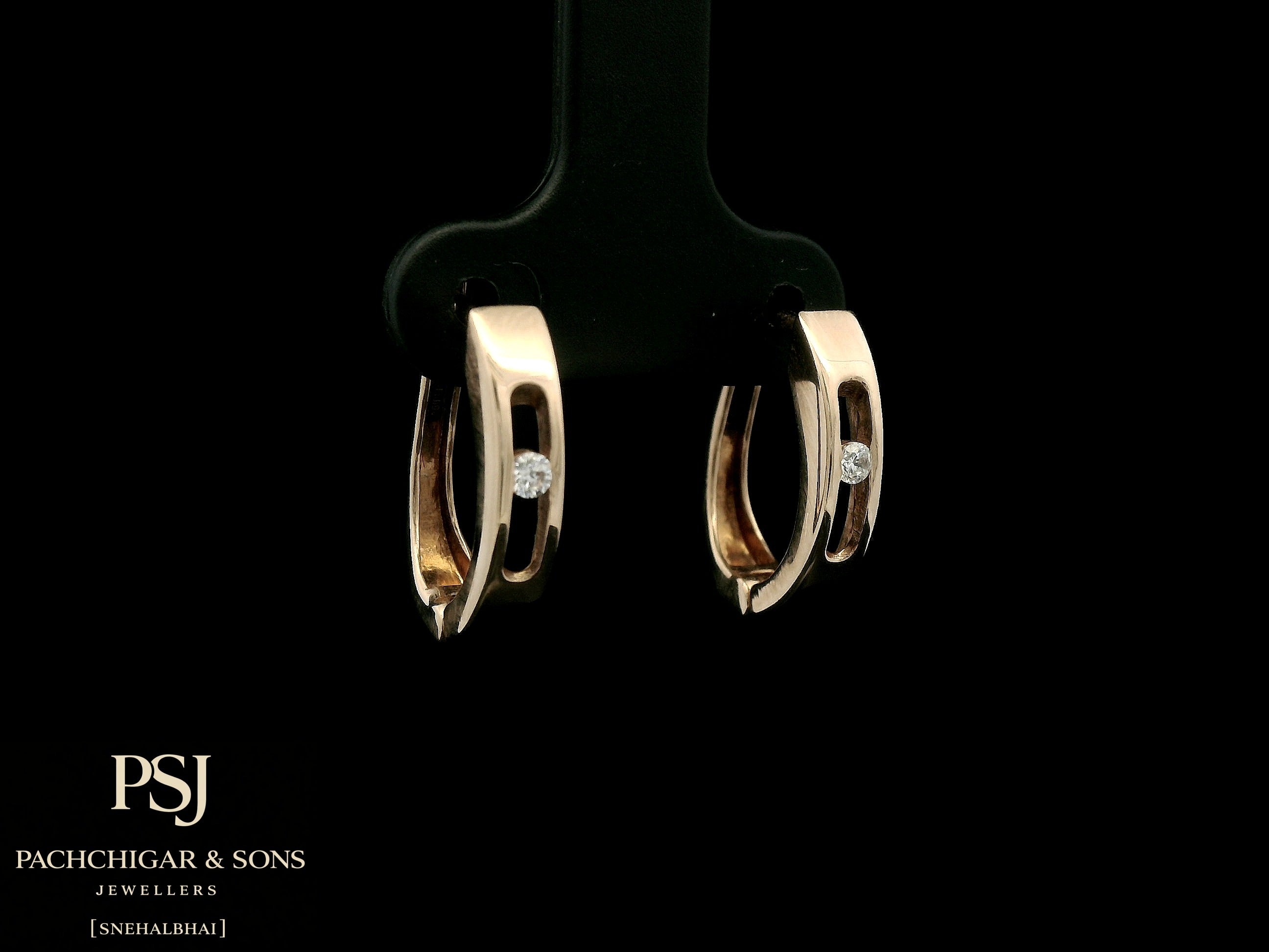 Minimalist Diamond Hoop Earrings in Rose Gold