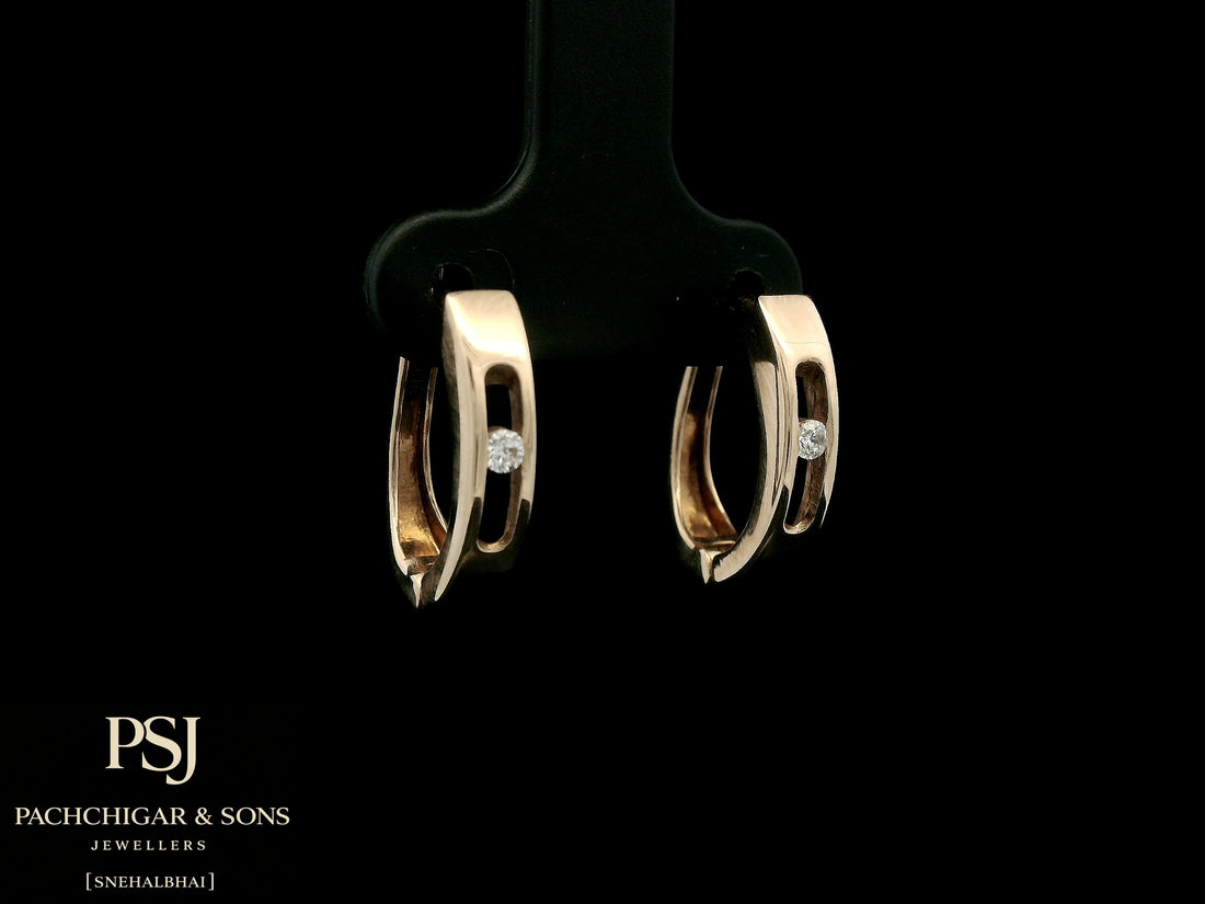 Minimalist Diamond Hoop Earrings in Rose Gold