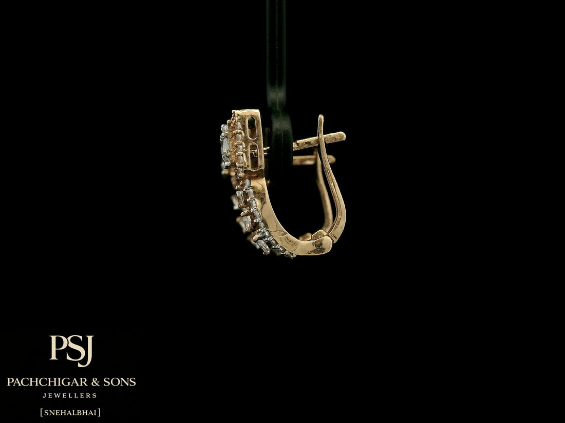 Square Halo Diamond Drop Earrings in Rose Gold