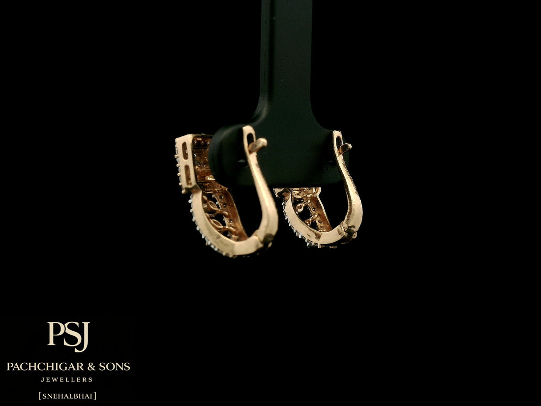 Square Halo Diamond Drop Earrings in Rose Gold