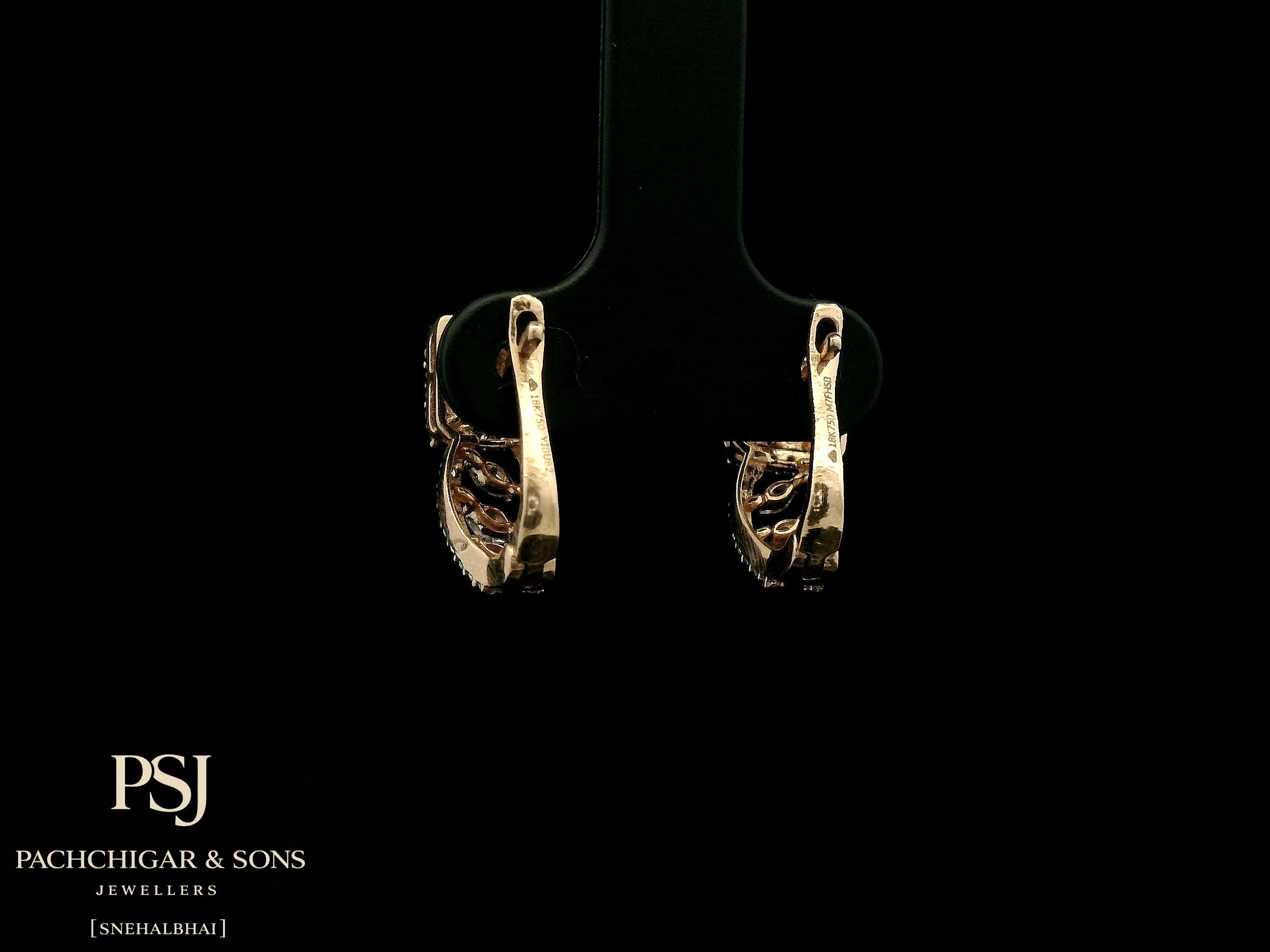 Square Halo Diamond Drop Earrings in Rose Gold