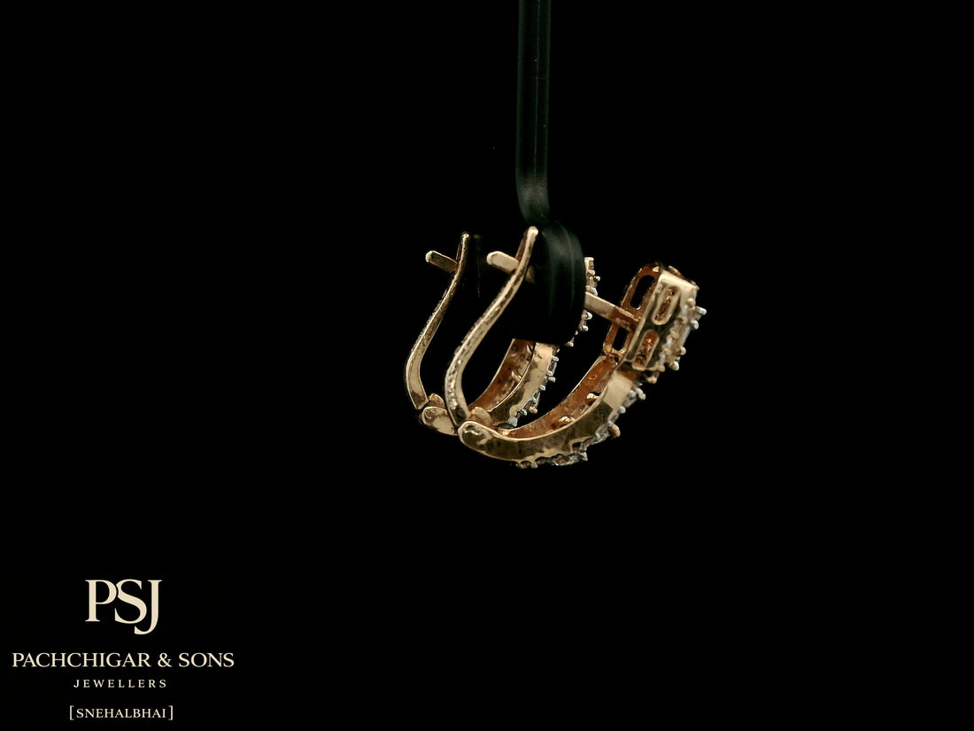 Square Halo Diamond Drop Earrings in Rose Gold
