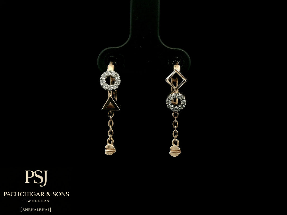 Geometric Diamond Chain Hoop Earrings