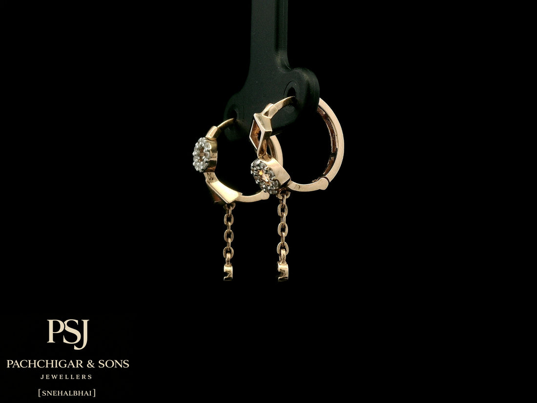 Geometric Diamond Chain Hoop Earrings