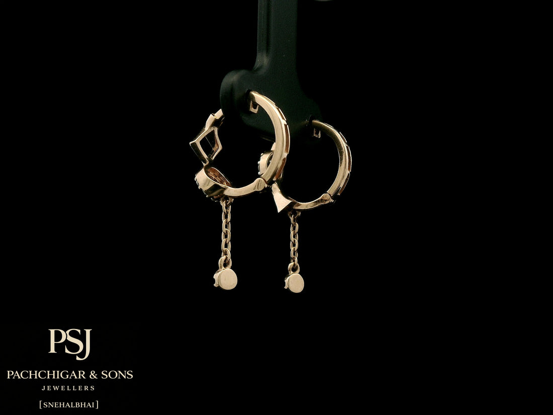 Geometric Diamond Chain Hoop Earrings