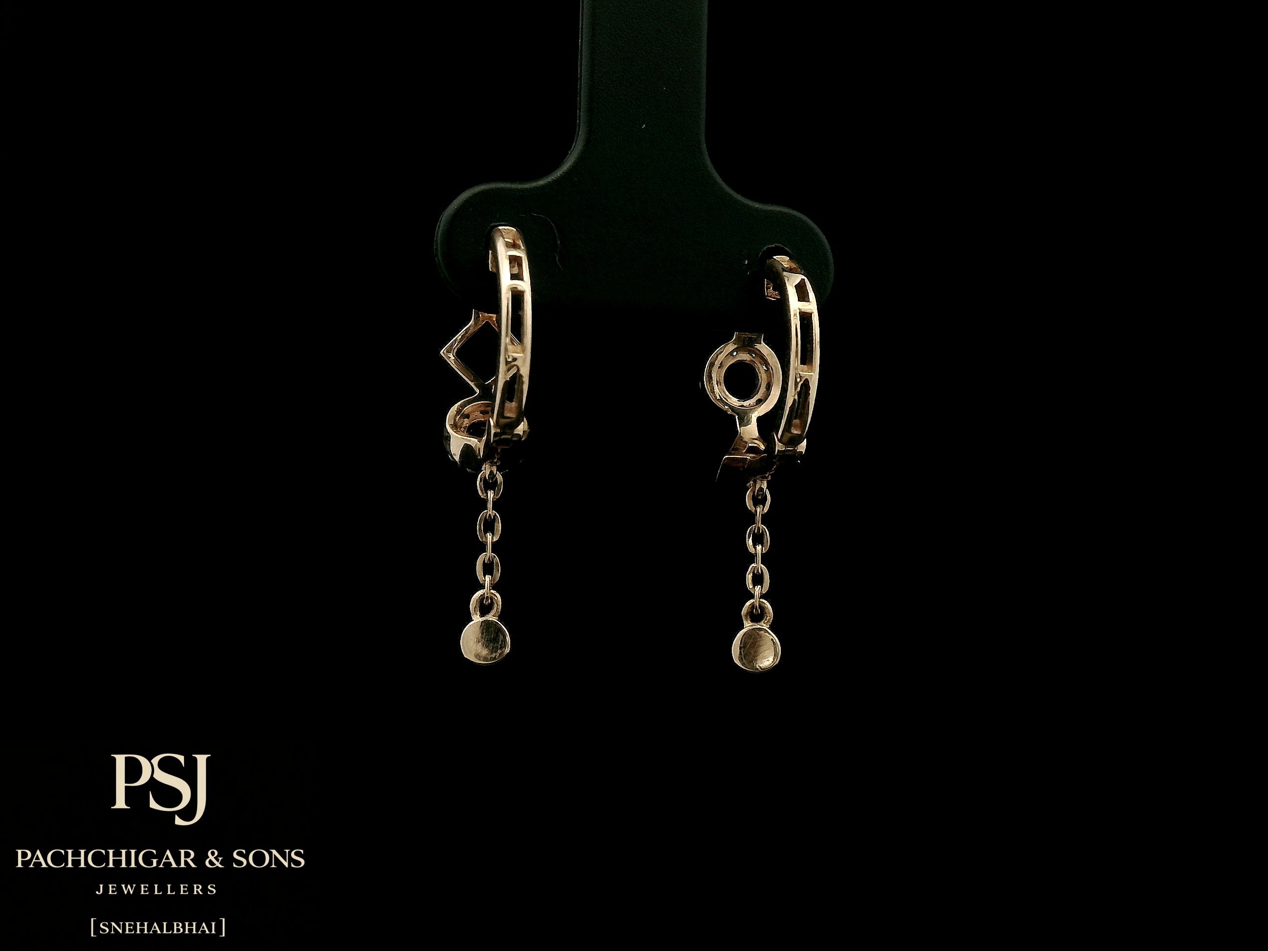 Geometric Diamond Chain Hoop Earrings