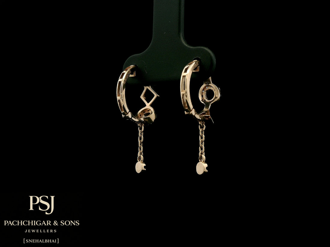 Geometric Diamond Chain Hoop Earrings