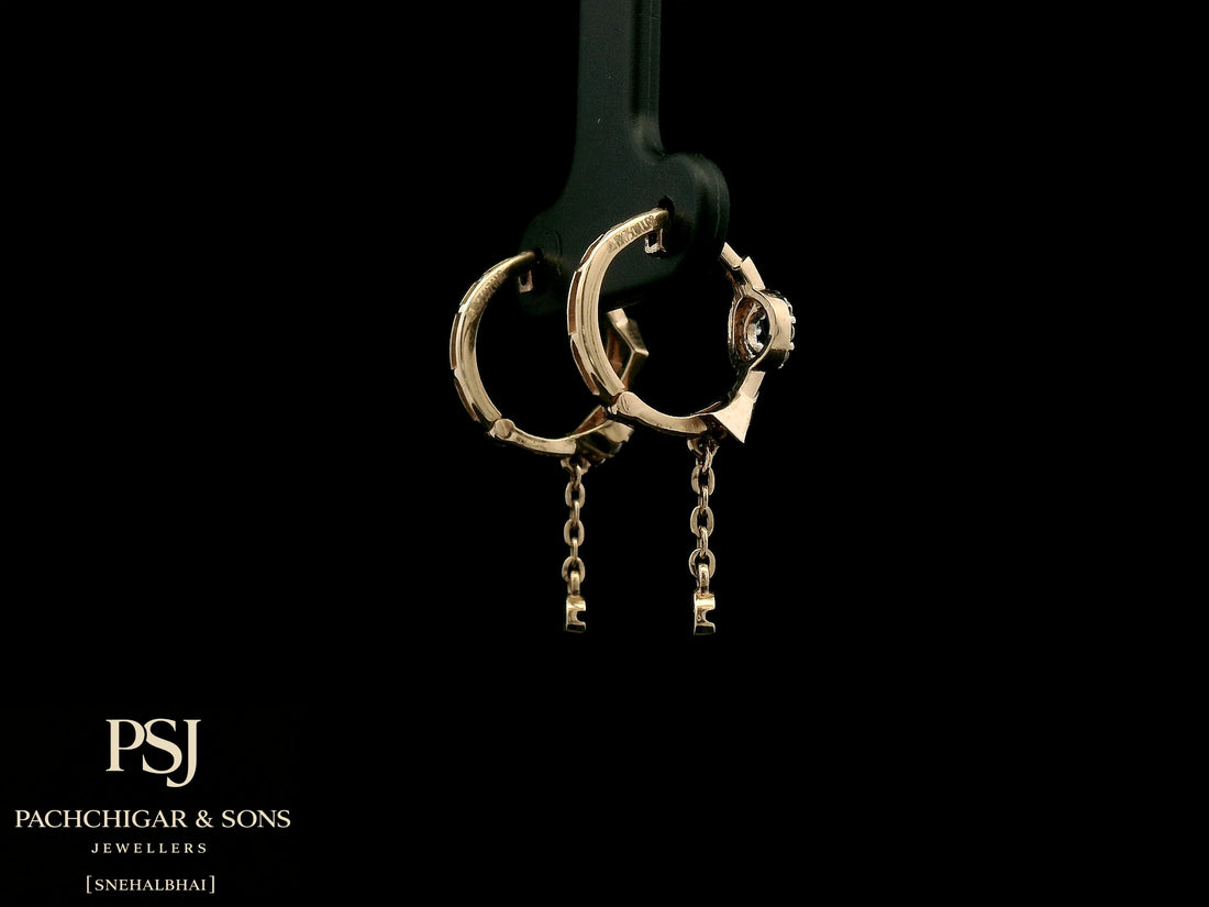 Geometric Diamond Chain Hoop Earrings