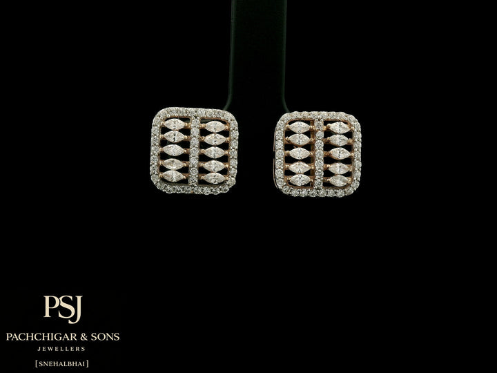 Square Diamond Stud Earrings in Rose Gold