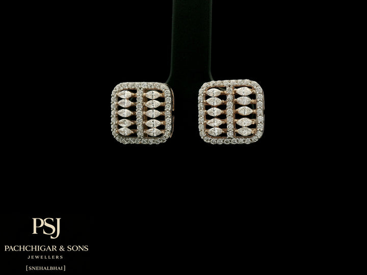 Square Diamond Stud Earrings in Rose Gold