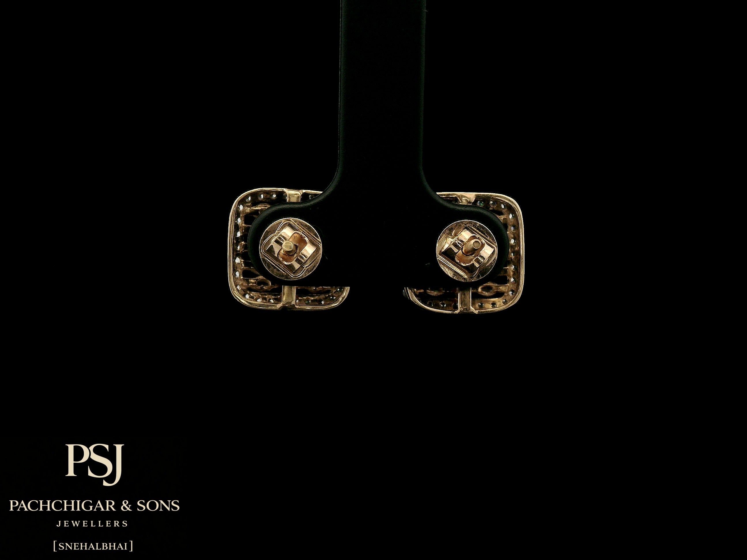 Square Diamond Stud Earrings in Rose Gold