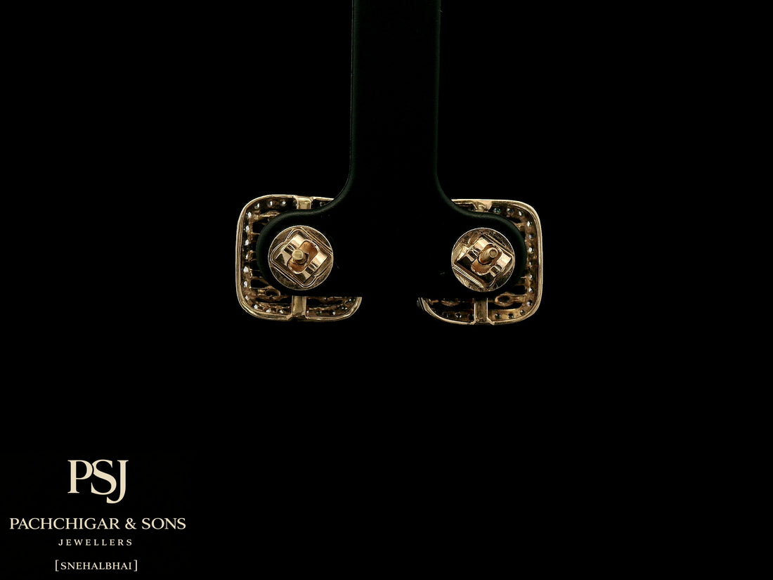 Square Diamond Stud Earrings in Rose Gold
