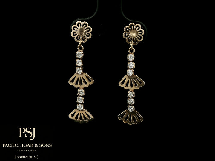 Floral Diamond Drop Earrings in Rose Gold
