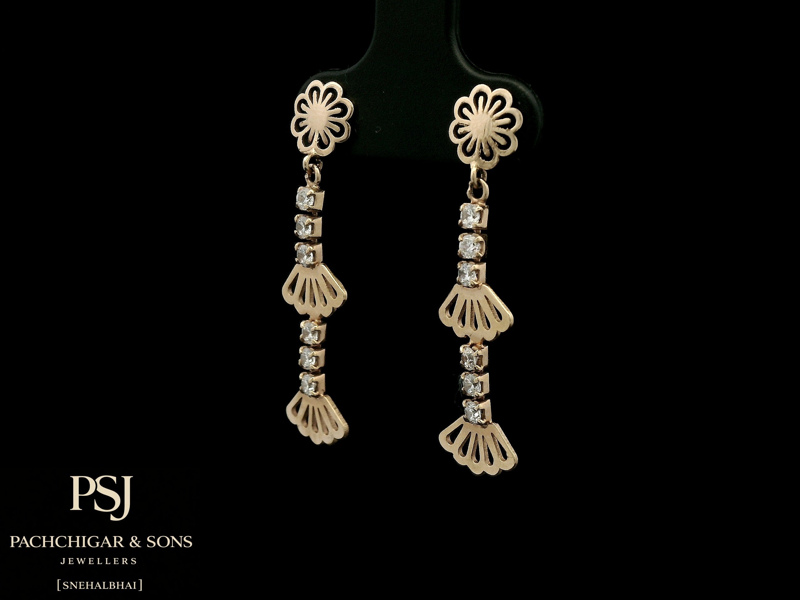 Floral Diamond Drop Earrings in Rose Gold