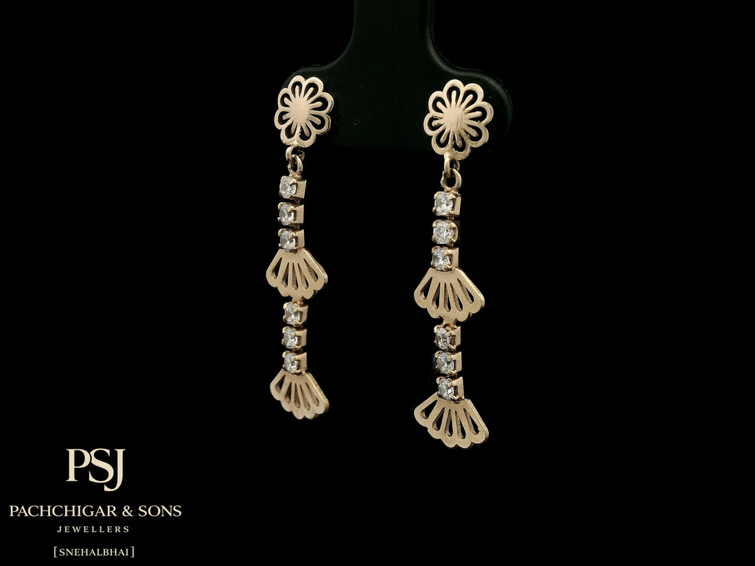 Floral Diamond Drop Earrings in Rose Gold