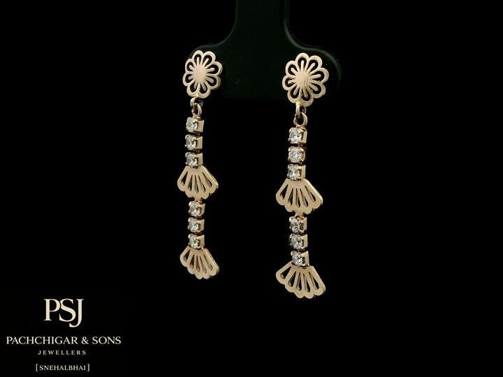 Floral Diamond Drop Earrings in Rose Gold