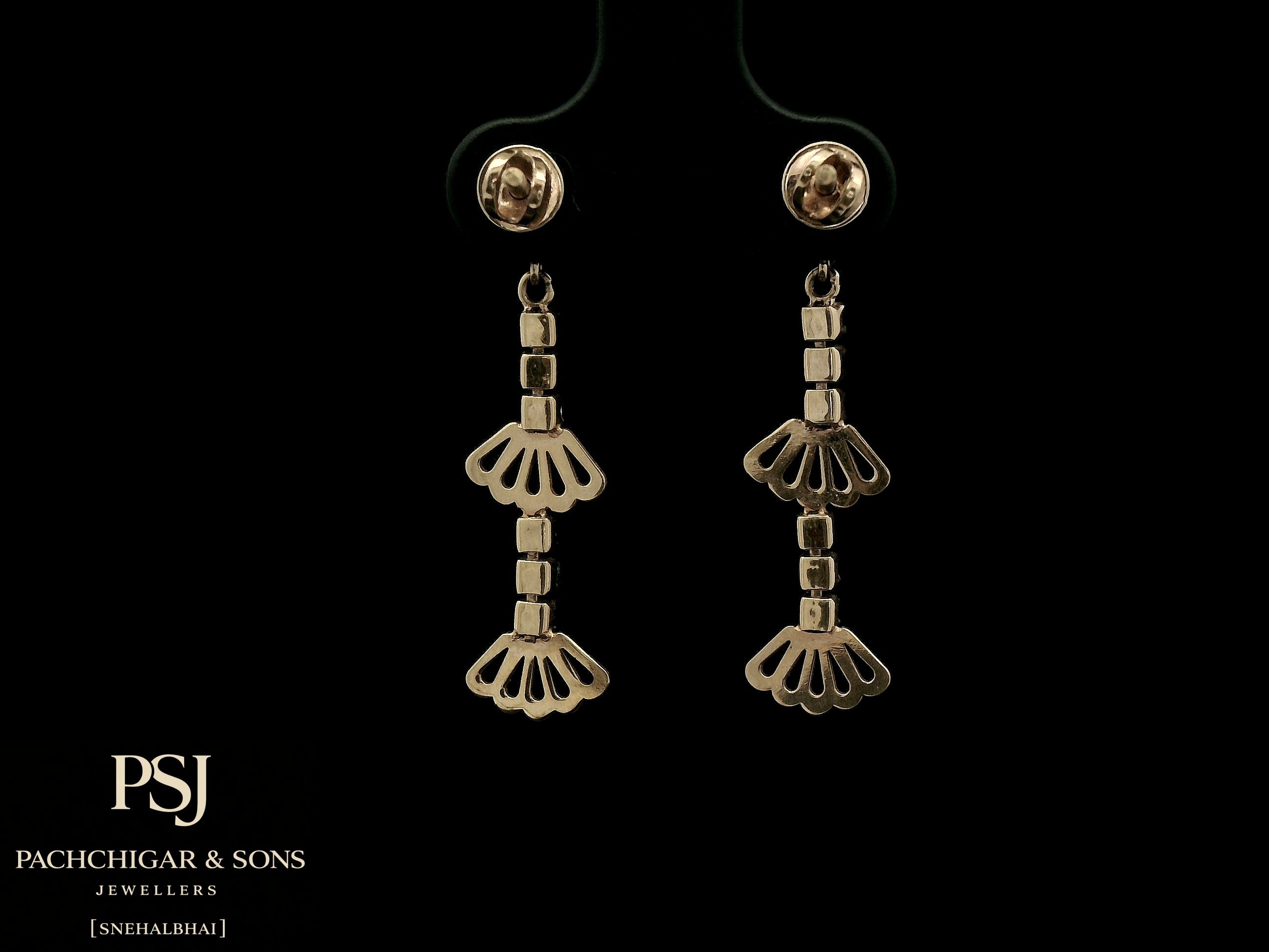 Floral Diamond Drop Earrings in Rose Gold