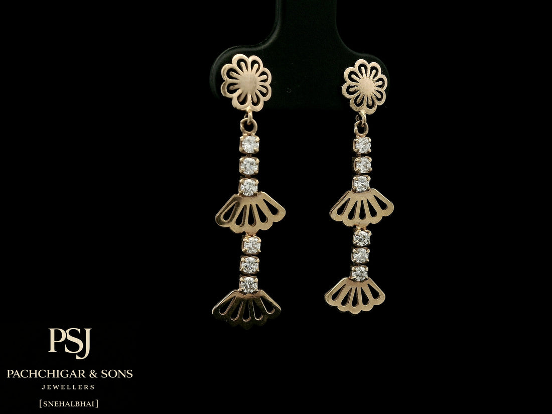 Floral Diamond Drop Earrings in Rose Gold