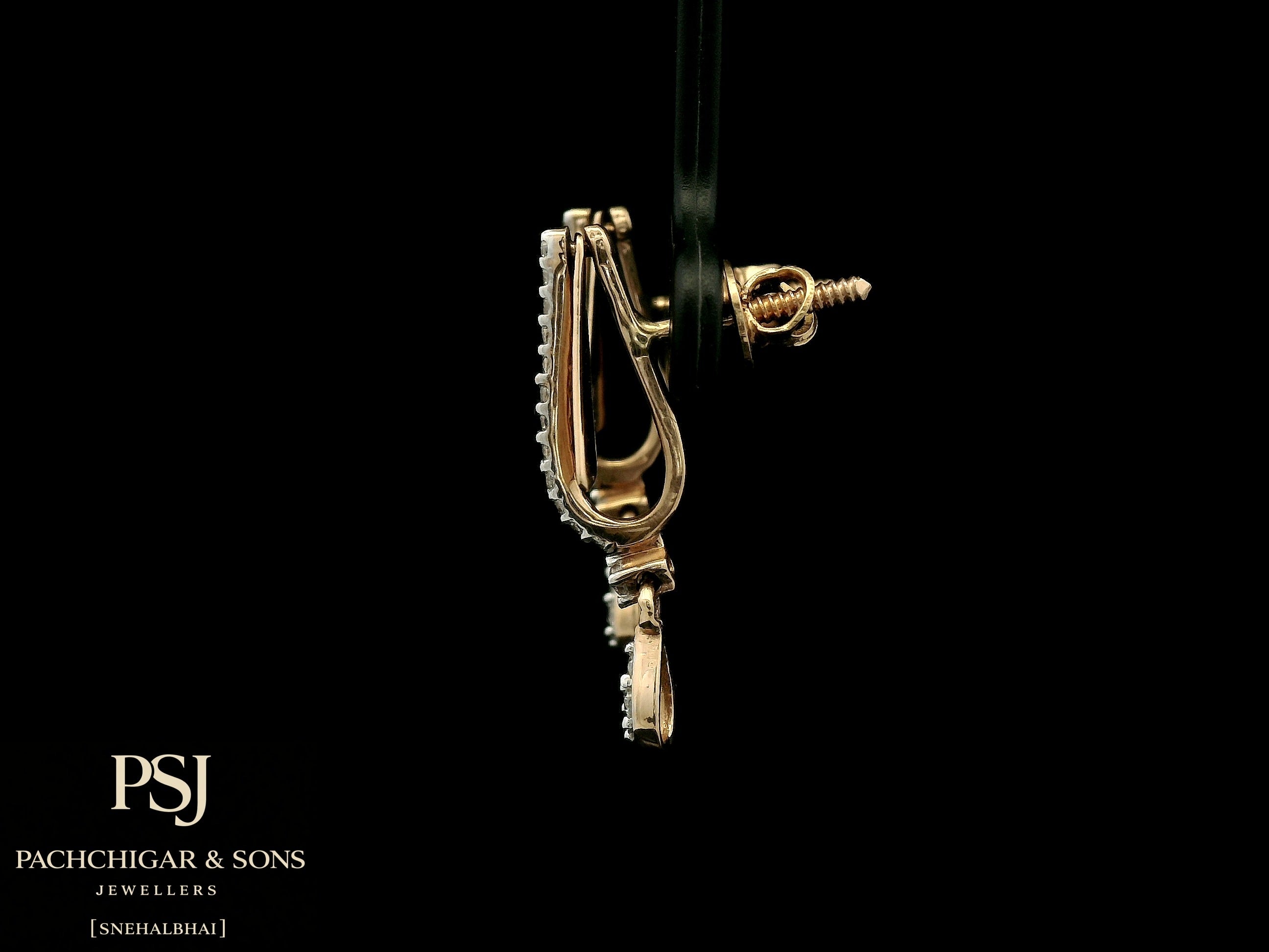 Geometric Diamond Drop Earrings in Rose Gold