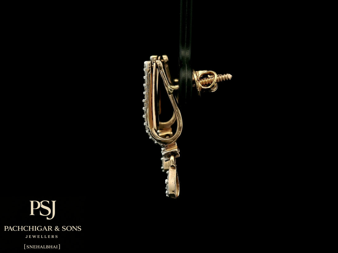 Geometric Diamond Drop Earrings in Rose Gold