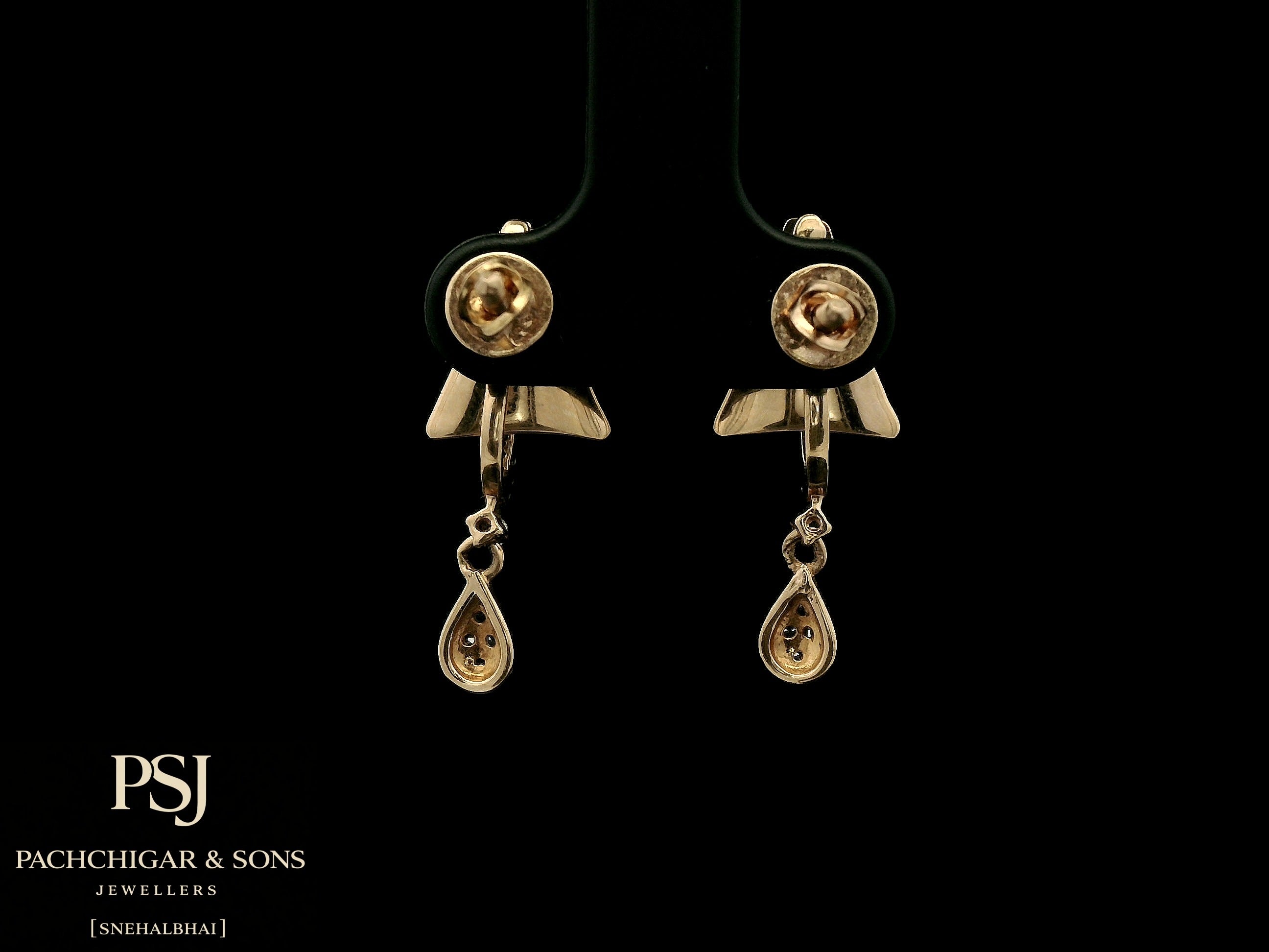 Geometric Diamond Drop Earrings in Rose Gold
