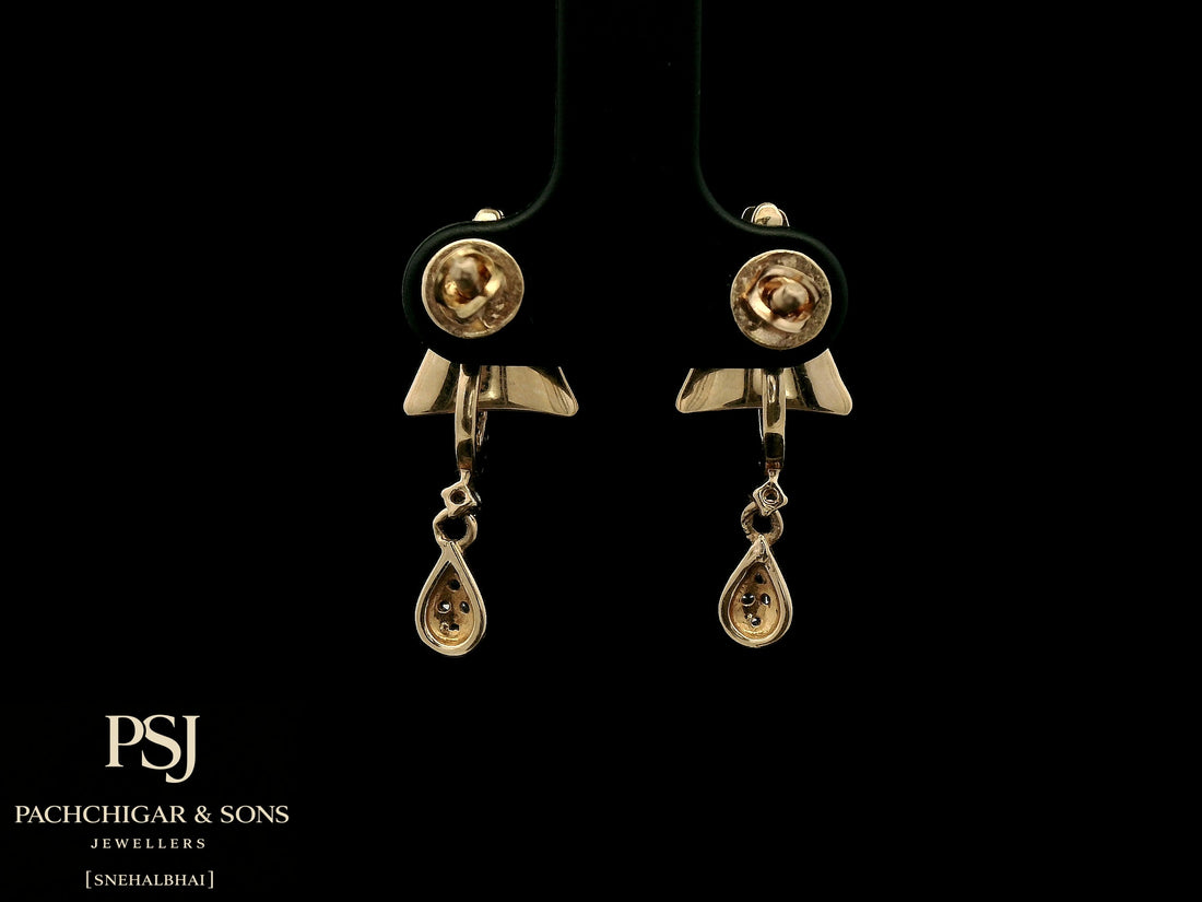Geometric Diamond Drop Earrings in Rose Gold