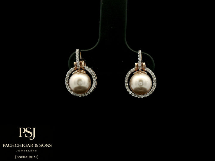 Pearl Halo Drop Earrings in Rose Gold