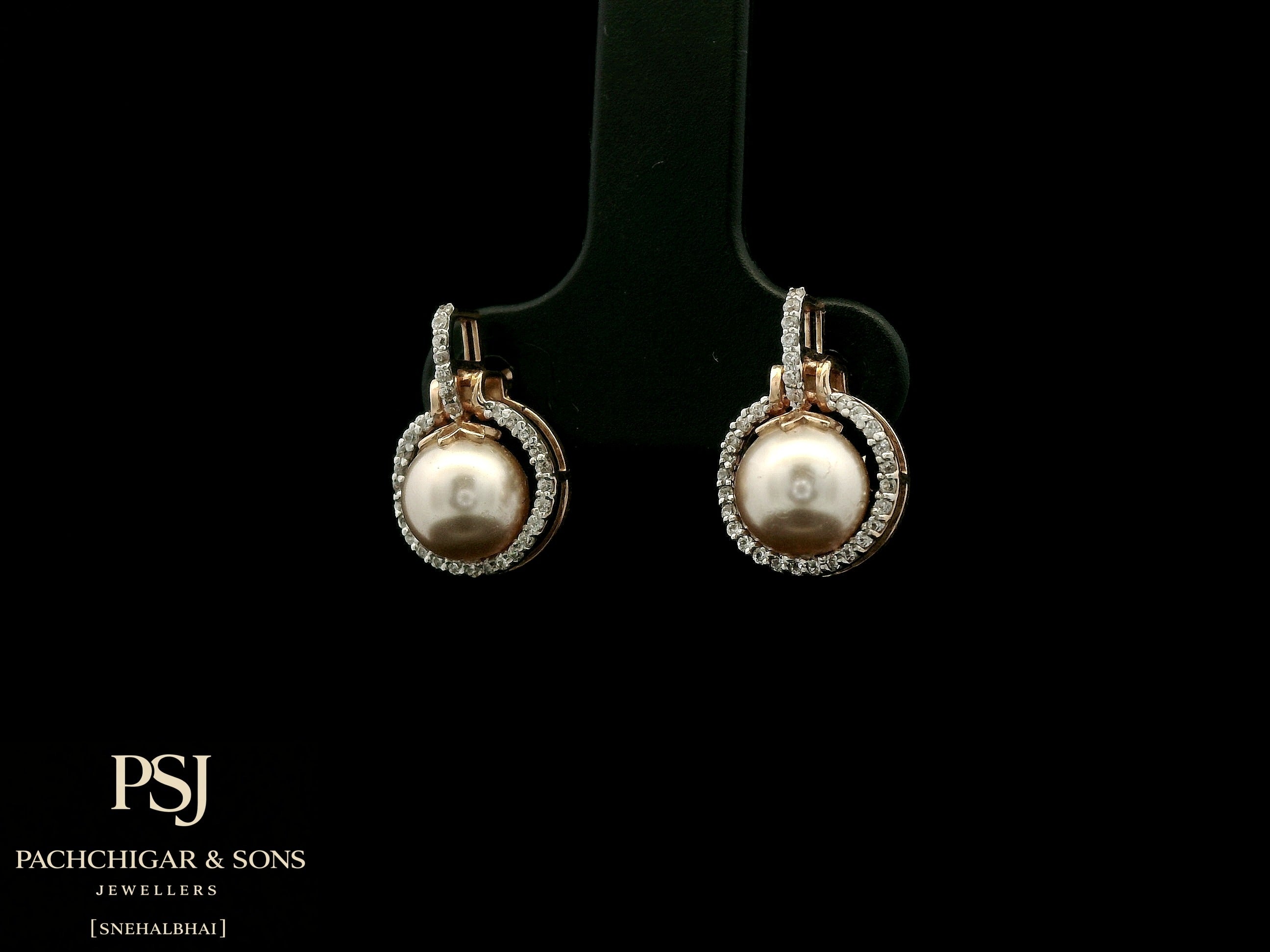 Pearl Halo Drop Earrings in Rose Gold