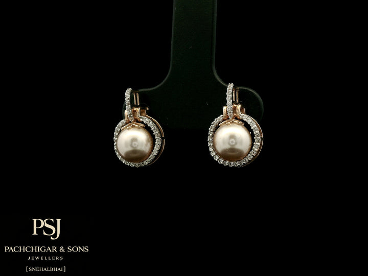Pearl Halo Drop Earrings in Rose Gold