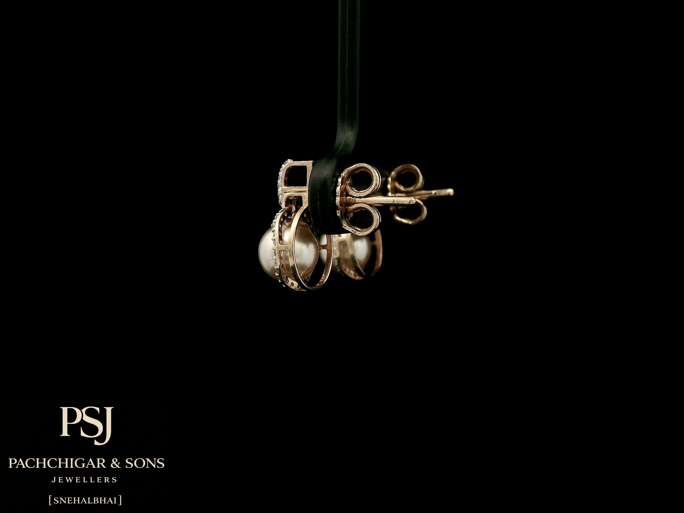 Pearl Halo Drop Earrings in Rose Gold